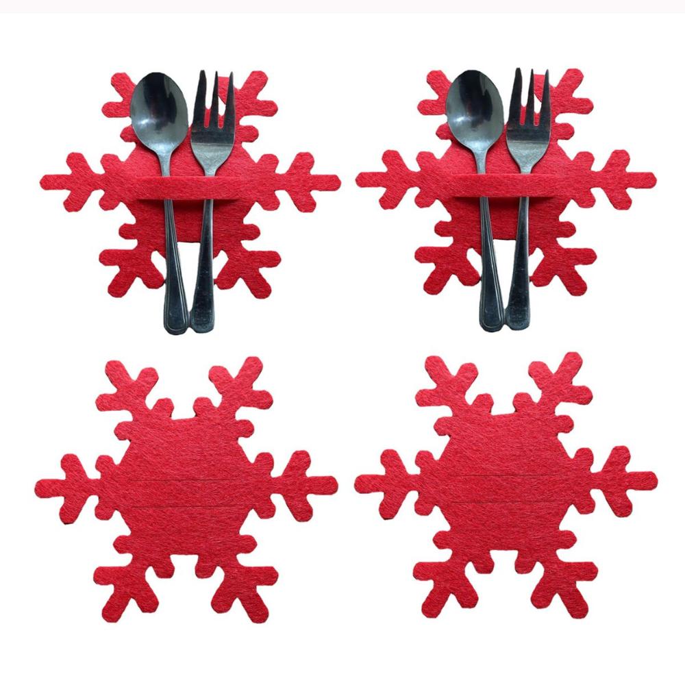 Supplies Santa Claus Snowflake Cutlery Pocket Table Decorations Christmas Knife Fork Holder Tableware Organizer Cutlery Bag