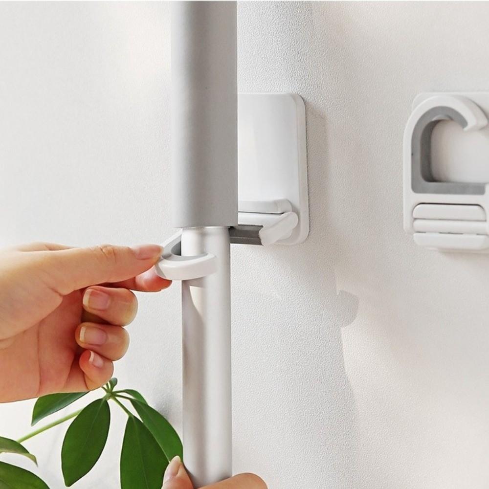 3pcs Self-Adhesive Mop Holder Multi-Purpose Hanger Storage Hook Utility Mop Clip Kitchen