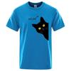 Meow Black Cat Funny Printing Men T-Shirts Breathable Tee Clothes Summer Streetwear Tops Oversized Loose Cotton Short Sleeve T-Shirts Men’s