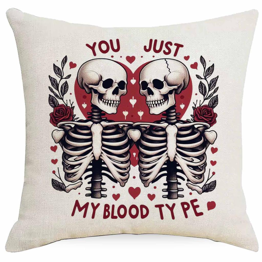 Halloween Couple Skull Print Pillowcase Home Sofa Cushion Pillowcase
