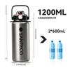 SANTECO Vacuum Insulated Sports with Detachable Shoulder Keeps Cold or Includes Compatible with Direct Drinking Sports Stylish Wide Silver Bottle,
