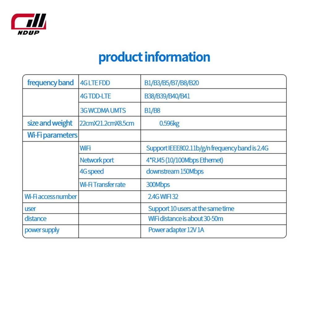 Маршрутизатор WiFi NDUP H822 - 4 порта LAN, карманный WiFi, модем LTE SIM-карты, 300 Мбит/с, маршрутизатор 4G, CAT 6