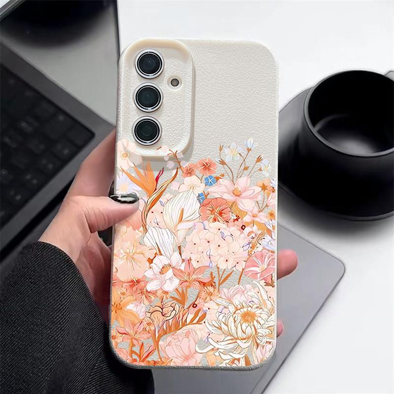 Чехол с цветами гортензии и пиона для Samsung S26 S25 S24 Ultra S23 S22 S21 FE A15 A16 A17 A26 A35 A36 A37 A54 A55 A56 A57 5G, силиконовый чехол с текстурой кожи