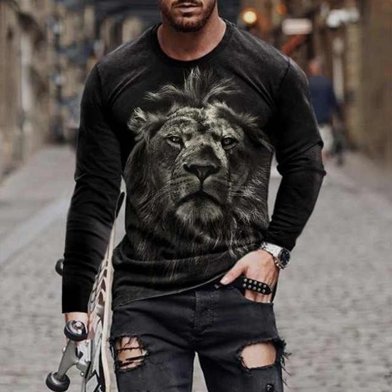 Spring Autumn Men Casual 3D Digital Print Hip Hop T Shirt Men Sport Long Sleeve Round Neck Fitness Tops T Shirt