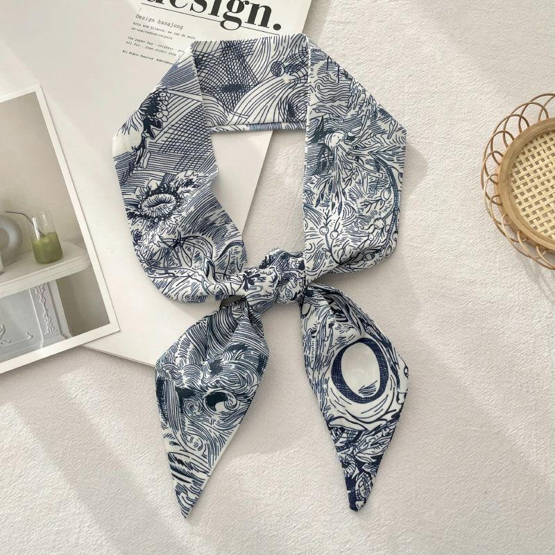 Long Silk Scarf Atmosphere New Thin Narrow Tie Bag Gift Strap Headband Small Tie