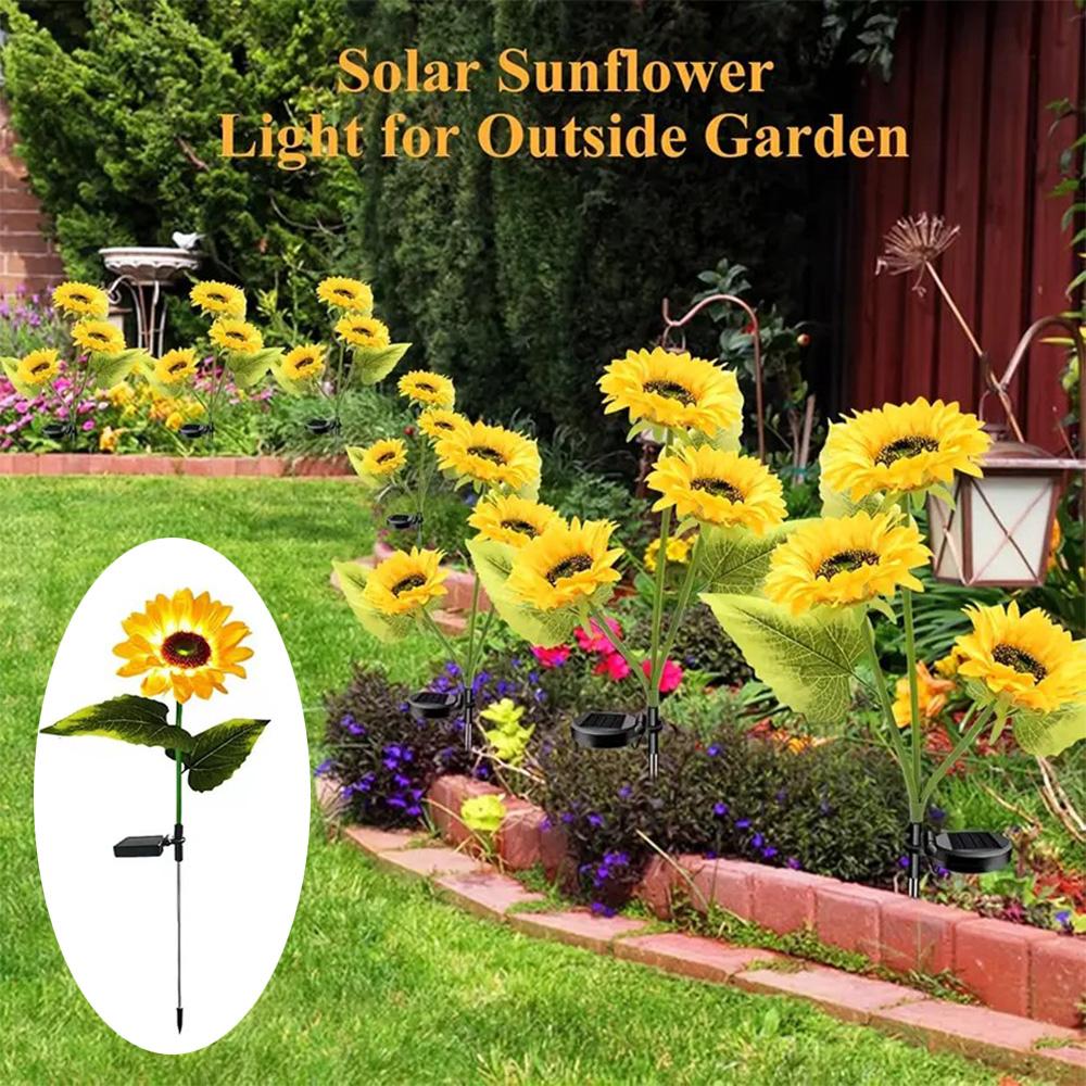 Солнечные лампы-подсолнухи, светодиодная гирлянда, водонепроницаемая, для сада, газона, вечеринки, рождественского украшения, работающая на солнечной энергии лампа