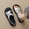 Fashion Silver Elastic Band Sandals Woman Cut-Out Shoes Ladies Summer Flat Sandalias Platform Waterpoof Flipflops Female Beach Sandales