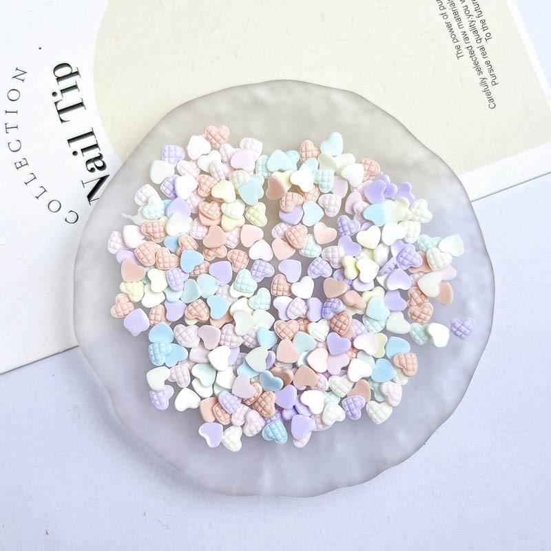 Plaid Resin Heart and Star Nail Art Decorations Flat Colorful Girl Nail Accessories DIY Accessories