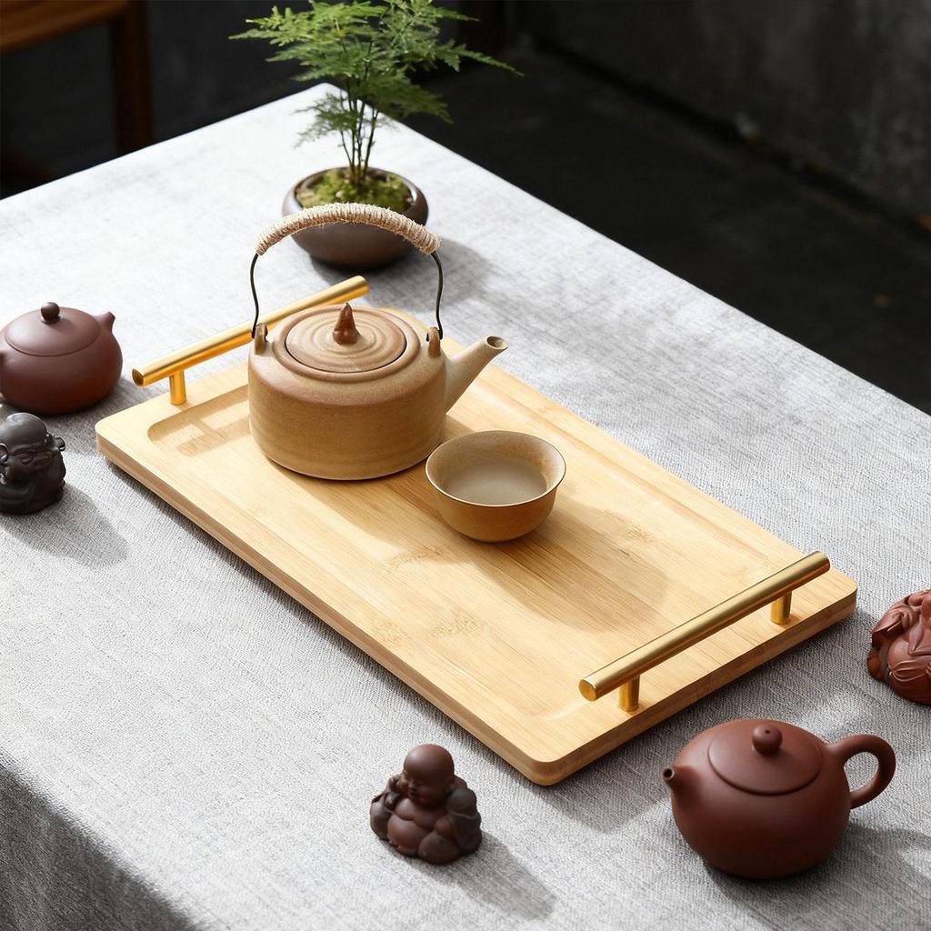 Поднос для сервировки Кофейный столик с металлическими ручками Прямоугольное блюдо Подносы для закусок для еды