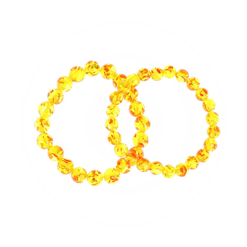 Women's Charm Fashion Amber Bangle Natural Stretch 8MM Elastic Bracelet Bead Round