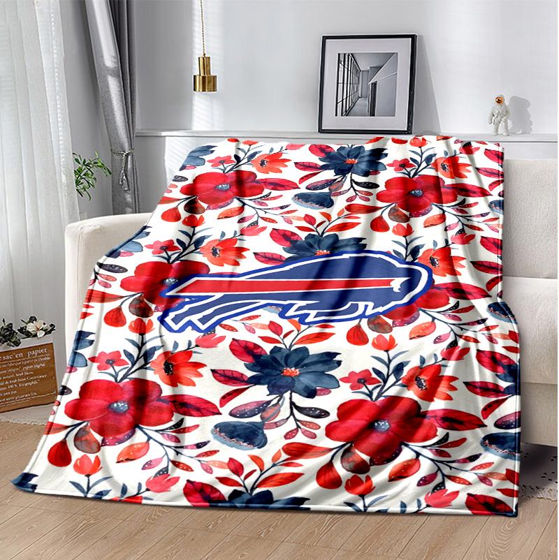 Bills Team Flannel Blanket Soft Warm All-Season Throw, Design for Camping, Car Travel, Hiking Sofa, Bed, Office Perfect Gift for Parties
