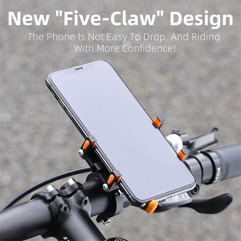 WEST BIKING Bicycle Mobile Phone Holder 360° Rotatable Aluminum Alloy Phone Holder Five Claws Adjustable MTB Road Bike Bracket 1