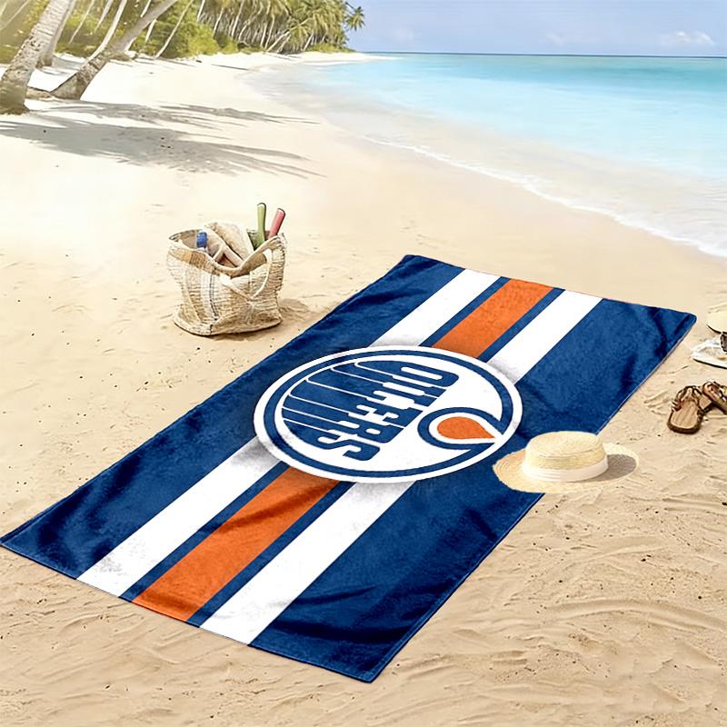 Пляжное полотенце с принтом Edmonton Oilers, Большое, Мягкое, Быстросохнущее, для Пляжа, Кемпинга, Плавания