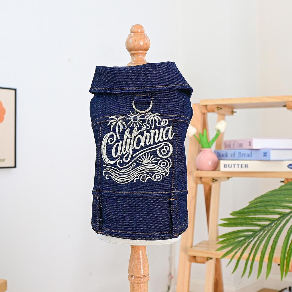 Pet Clothes Dog Cat Clothing Clothing Handsome Cute Rock Handsome Denim Collection Directly from the Manufacturer