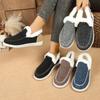 2025 New Winter Women's Cotton Shoes Plus Size Fleece Thickened Raw Edge Warm Flat Cotton Shoes