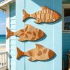 3Pcs/Set Bathroom Fish Wall Decoration, Rustic Wooden Fish Wall Art Sculpture, Nautical Wall Hanging Ornament for Beach Lake House