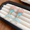 Серьги-рыбки из стекла "Серебряная игла", Заколка для волос "Русалочка Ji", Сладкий и свежий, Боковая заколка, Нишевый премиальный набор ювелирных изделий с темпераментом