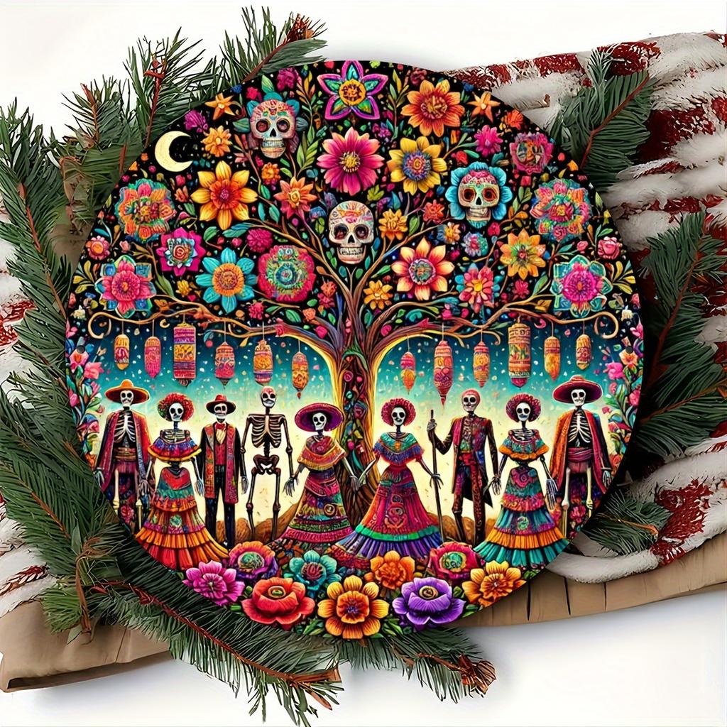 D Flat D Flat pc Fairy Round Aluminum Sign Mushrooms Metal Tin Sign Garden XRound Aluminum Sign  Butterflies Meta