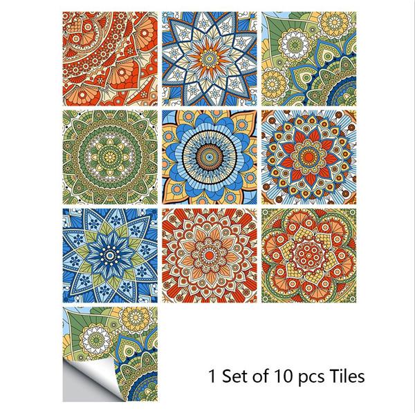 10x10/15x15/20x20/30x30cm PVC Flower Tile Tiles Decals Waterproof Wall Sticker Bathroom Sticker Kitchen Decoration