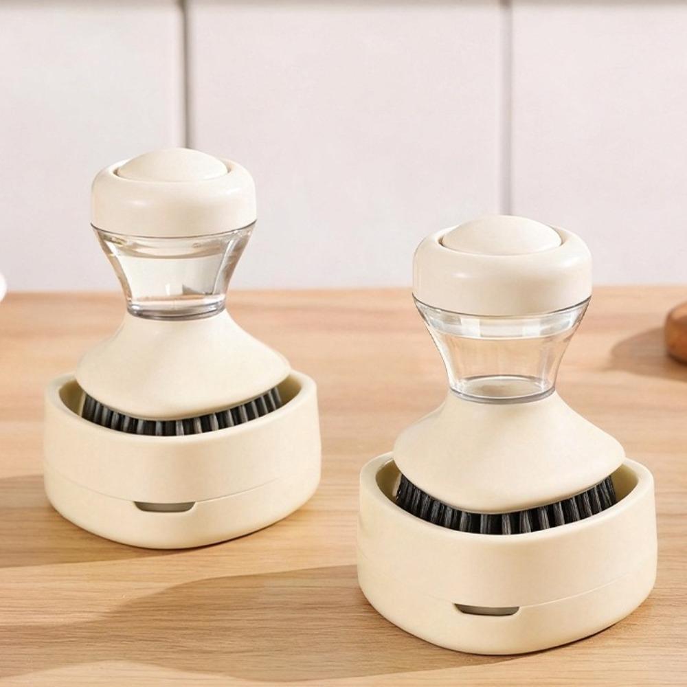 Self Dispensing Dish Brush Round Bristle Head Dishwashing Brush Kitchen Sink