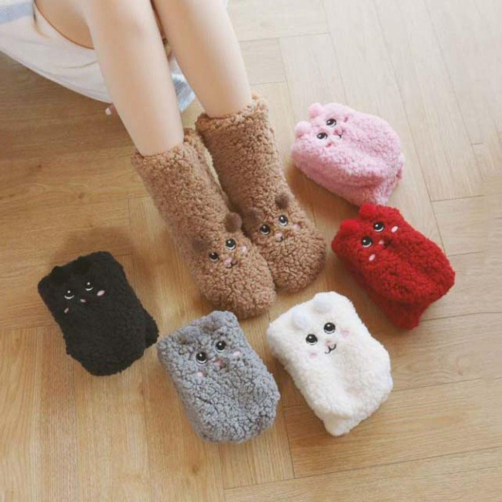 Plush Thick Thermal Socks Cartoon Fleece Sock Women Kawaii Floor Socks  Indoor