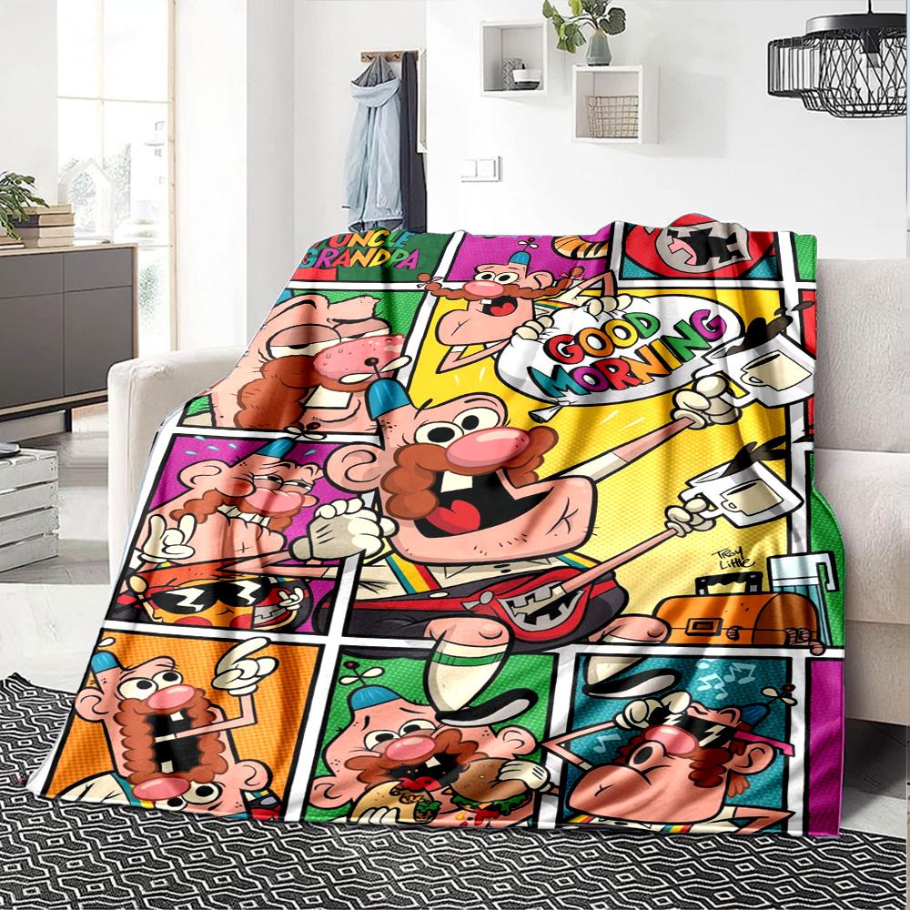 Uncle Grandpa Print Flannel Blanket High Quality Warm Comfortable Cover for All Seasons Perfect for Gifts Home Decor