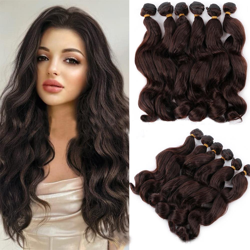 Deep Wavy Bundles Ody Weave Water Curly Synthetic Hair Extensions 14/18 Inch Ombre Wavy Hair Bundles For Women