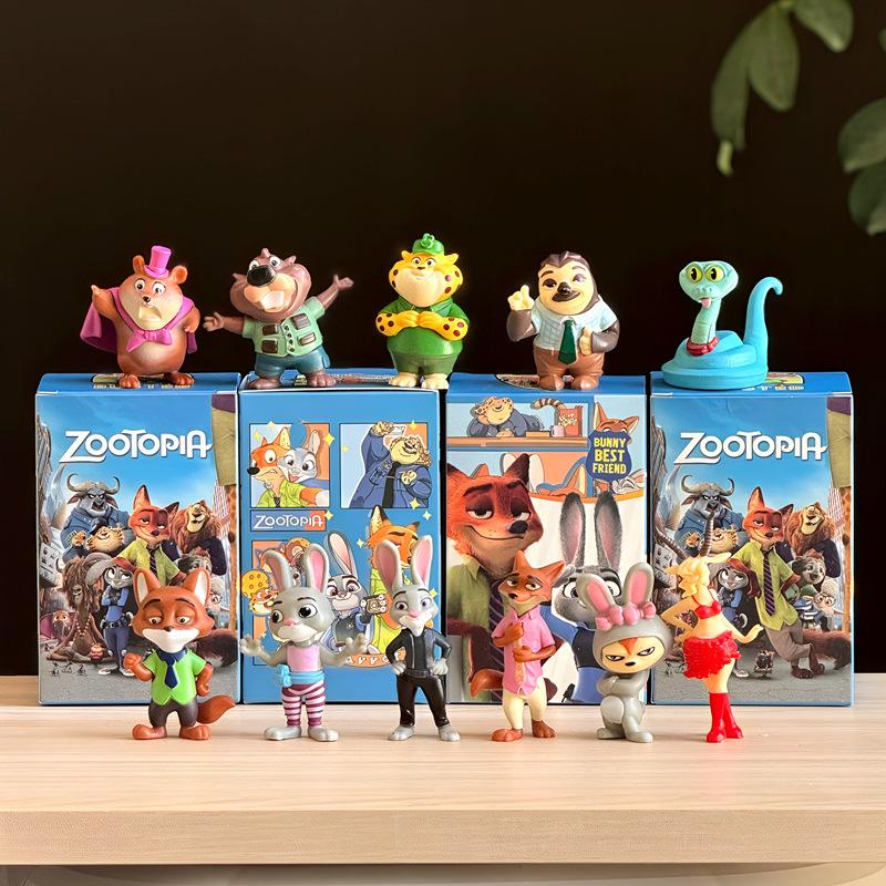 6Pcs/Set Zootopia Chibi Figures Set, Judy Hopps Nick Wilde Anime Collectible Model Toys, Gift for Kids Fans