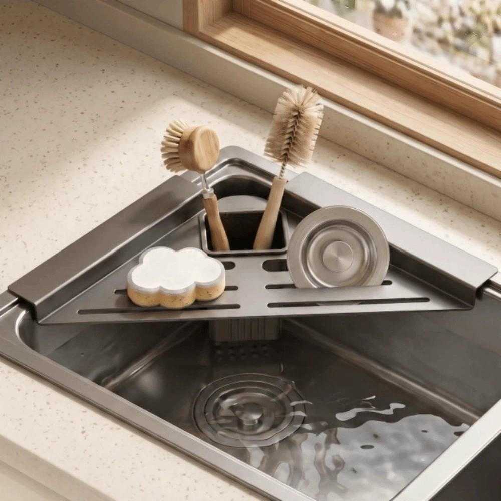 Carbon Steel Sink Sponge Holder Quick Water Drainage Dish Drying Rack Sink Storage Holder Utensil