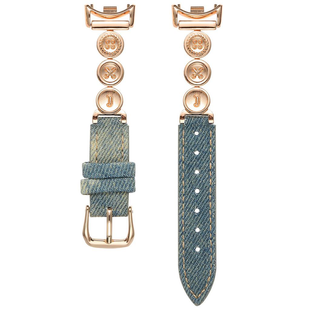 For Xiaomi Smart Band 9/9 NFC/8/8 NFC Denim Watch Band Metal Button Replacement Strap