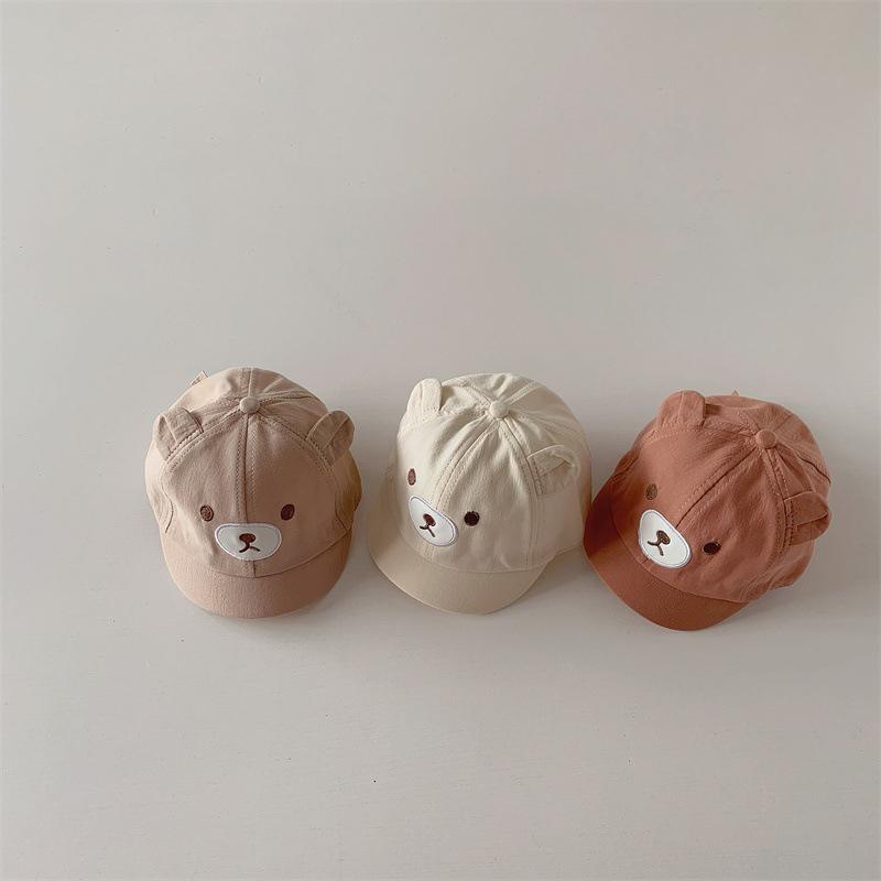 Милая бейсболка с короткими полями для малышей, мультяшные медвежьи ушки, шляпа от солнца для малышей, козырек от солнца для мальчиков и девочек, кепки с утиным язычком