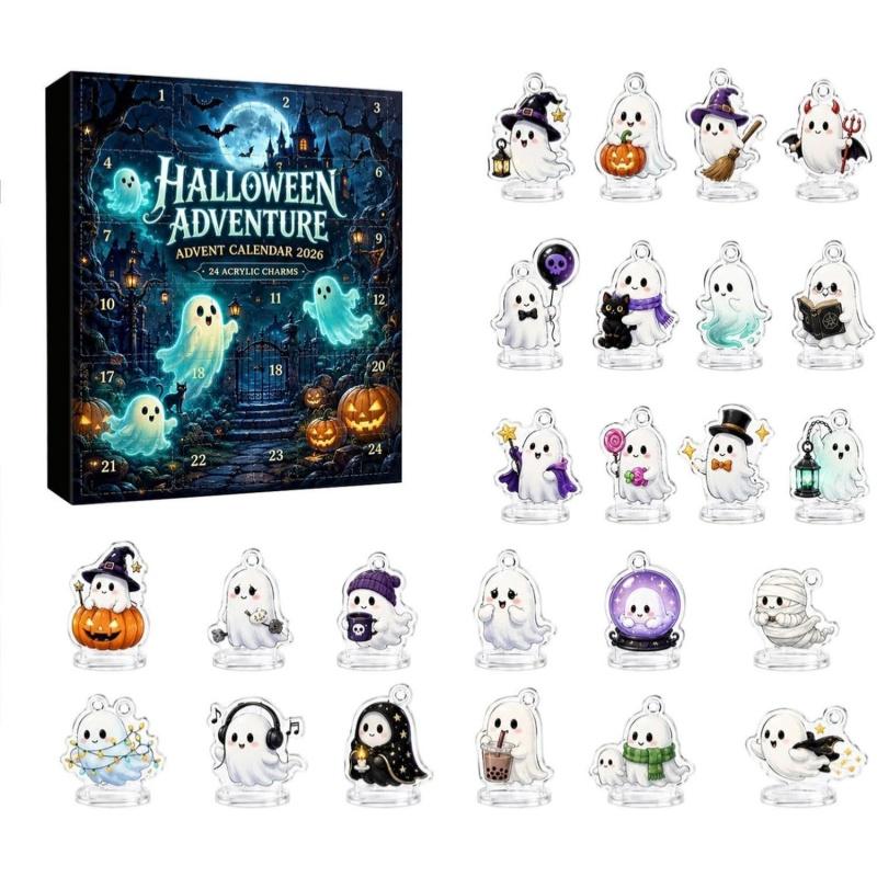 Halloween 2026 Advent Calendar Surprise Gift 24 Days Spooky Acrylic Ornaments Desktop Home Decor