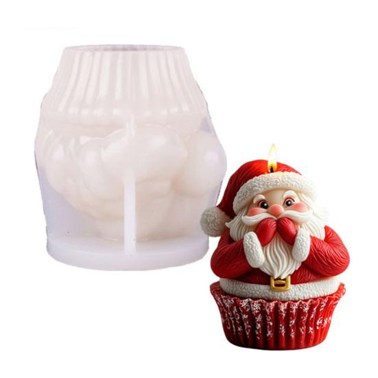 Рождественская форма для свечей 3D рельефный Санта Елка Снеговик Цилиндрическая силиконовая форма для смолы свечей мыла рукоделия торта шоколада