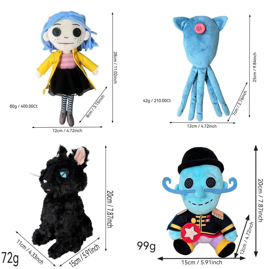 Coraline Plush Doll Water Crystal Soft Stuffed Toy For Collectors And Kids
