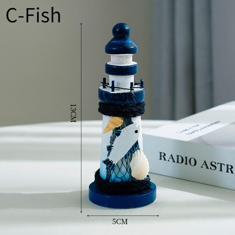 Деревянный формованный океан в средиземноморском стиле, 13 см, маленький маяк, украшения, декоративные креативные подарки, реквизит для съемки