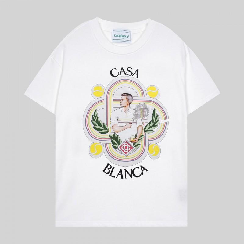 Casablanca Tropical Fruit Print Short Sleeve T-Shirt Teen Boys Casual Loose Fit Crewneck Tee