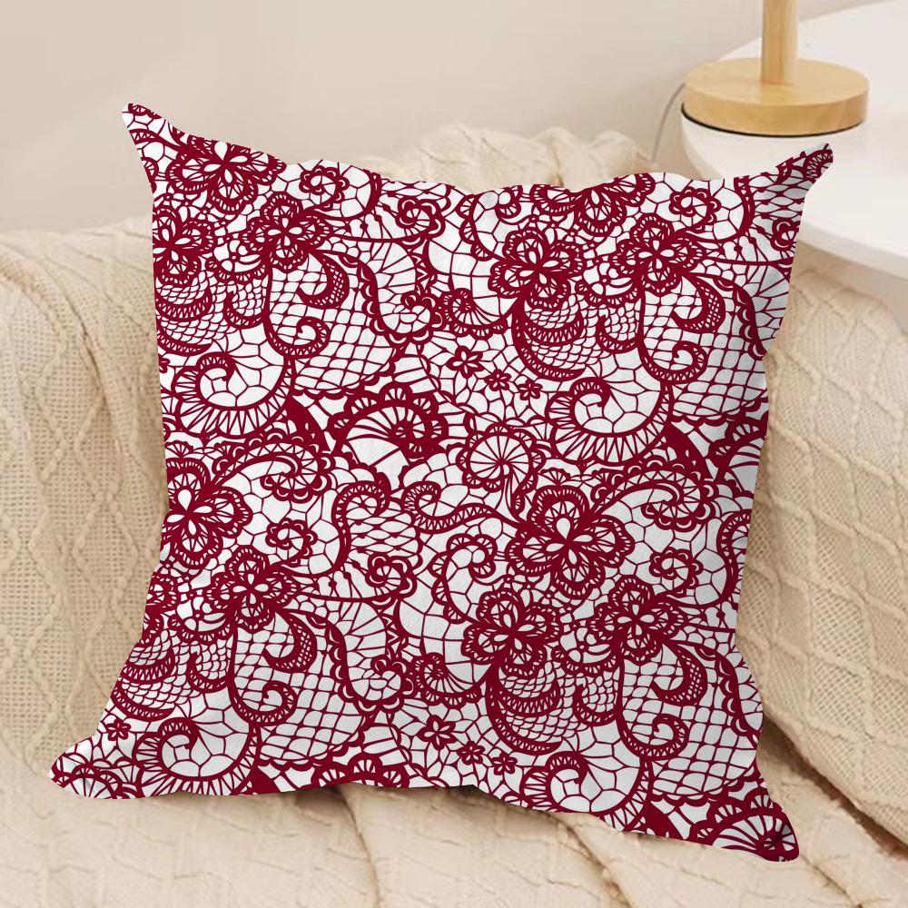 Lace Flower Cushion Cover Soft Plush Fabric DoubleSided Printed Cushion Covers for All Seasons Modern Home Decor