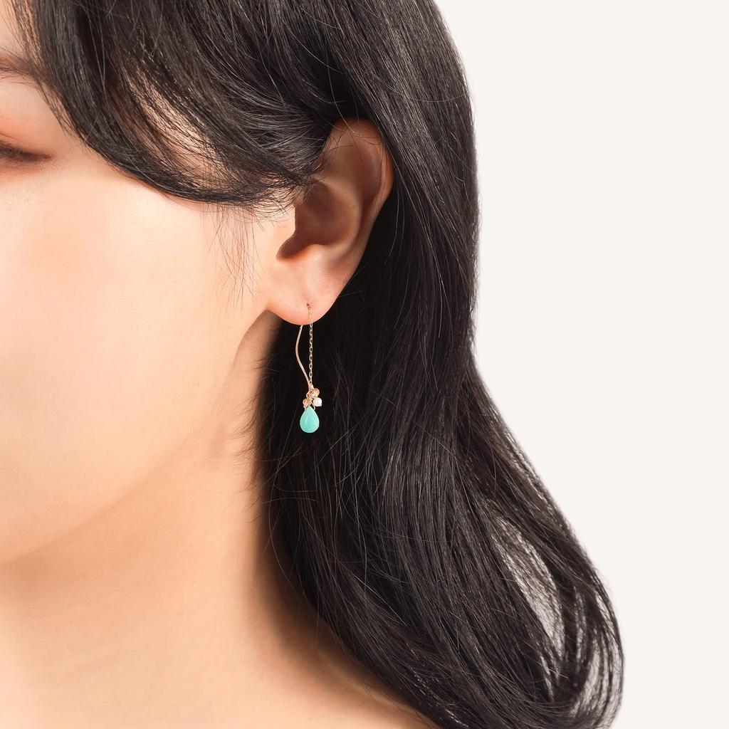 [Official] ESTELLE Women's American Earrings In 10K Yellow Gold with Amazonite, 0222-8361-0019-0000