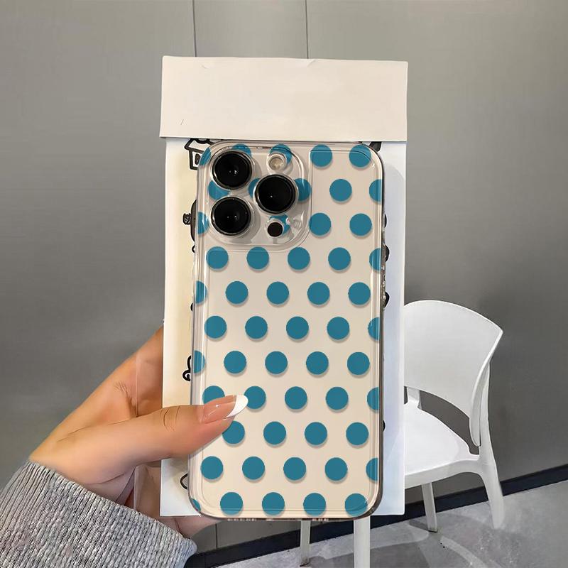 Синий чехол с волнами и точками для iPhone 17E 16E 15 14 13 12 11 Pro Max Plus 17 Air X XS XR Ударопрочный Защитный чехол от падения