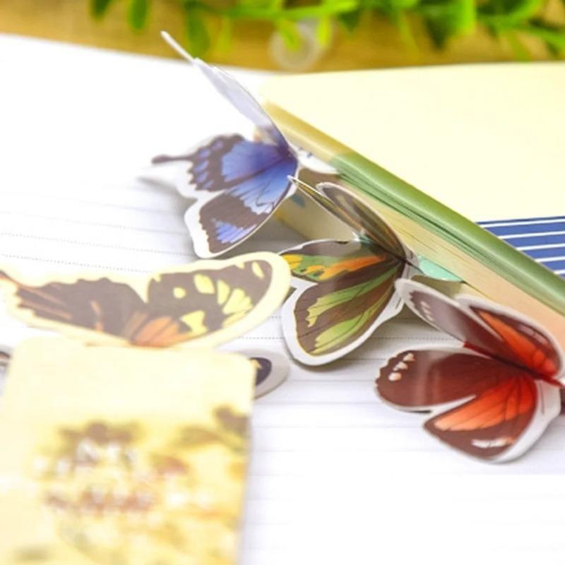 8 шт./набор новых милых закладок-бабочек из крафт-бумаги для книг, держателей маркеров, школьных милых подарков
