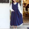 Women's Cotton Apron Casual Solid Color Kitchen Retro Dress Sleeveless Pocket Home Garden