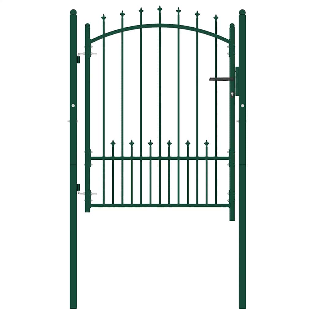 Fence Gate EMMEN with Spikes Steel 104 x 109.5 cm Green