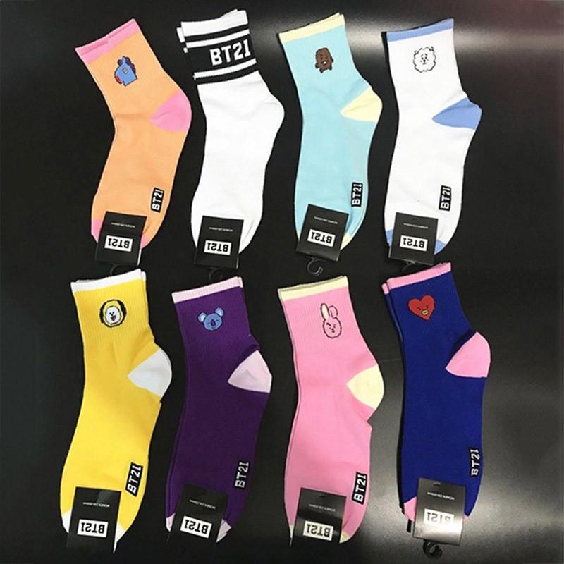 BTS Bangtan Kpop Мальчики Длинные Носки Мультяшная Кукла Chimmy Shooky Высокий Трикотаж