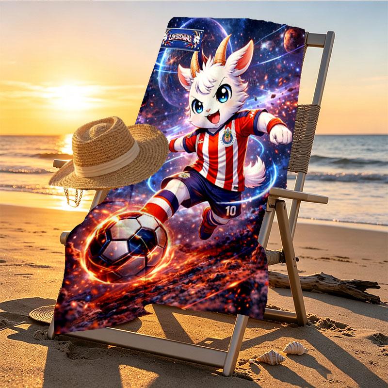 Club Deportivo Guadalajara Print Beach Towel Design, Soft, Lightweight. for Home Bathroom, Spa, Pool, Yoga, Surfing, Camping, Gift for Family, Friend
