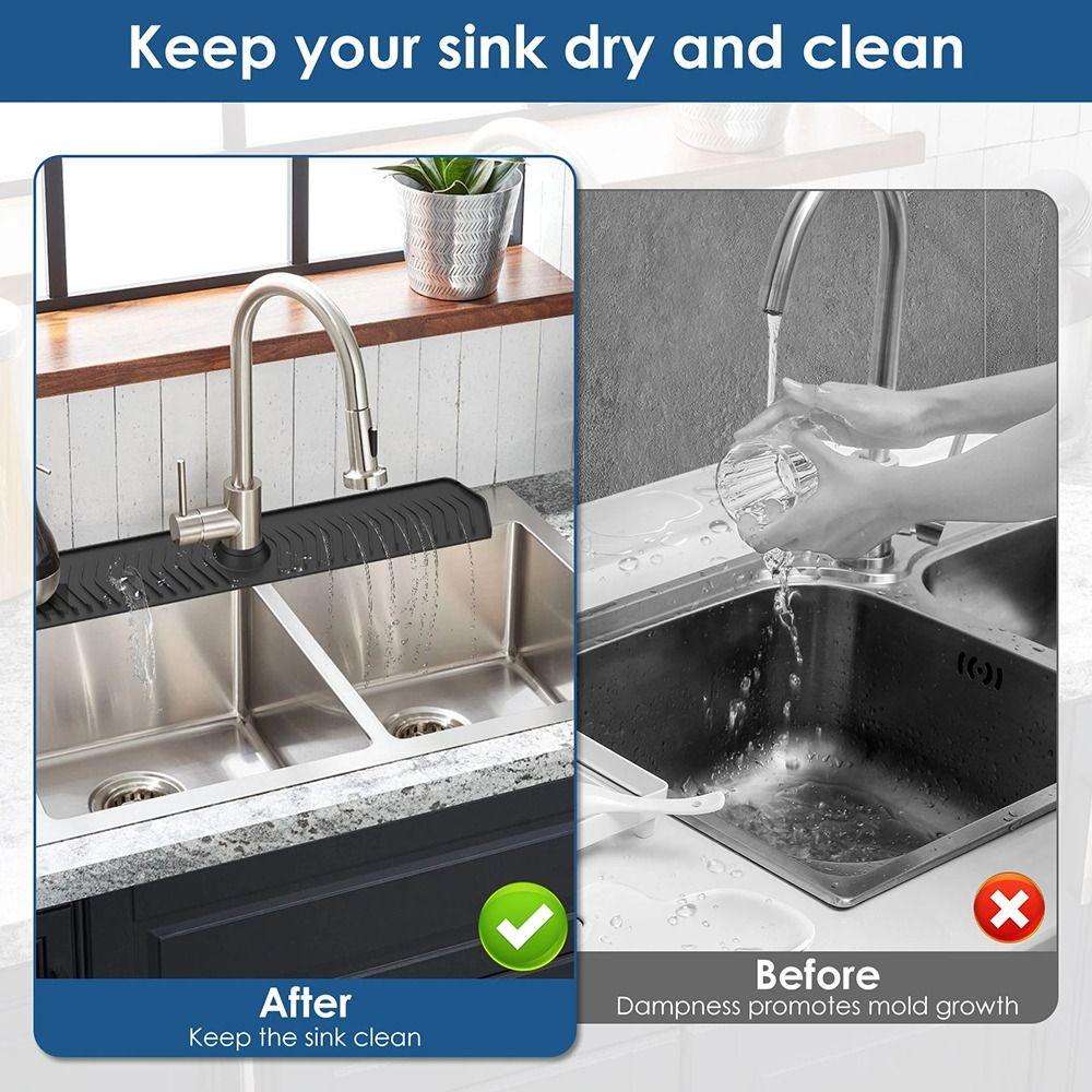 Quick Dry Silicone Splash Guard Reusable Sink Splash Mat Faucet Splash Catcher  Behind Faucet