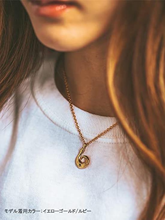 Hawaiian Jewelry Necklace Surgical Stainless Steel Heart Natural Sapphire Fish Hook Plumeria Scroll Azuki Chain Steel Width 50cm [Aloha lokahi]