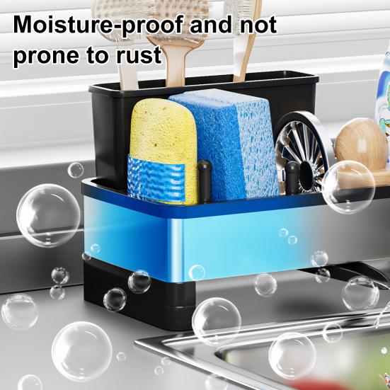 Держатель для губки из нержавеющей стали, стойка для раковины, большая вместимость, устойчивый к ржавчине, самодренажный, многофункциональная кухонная полка для хранения