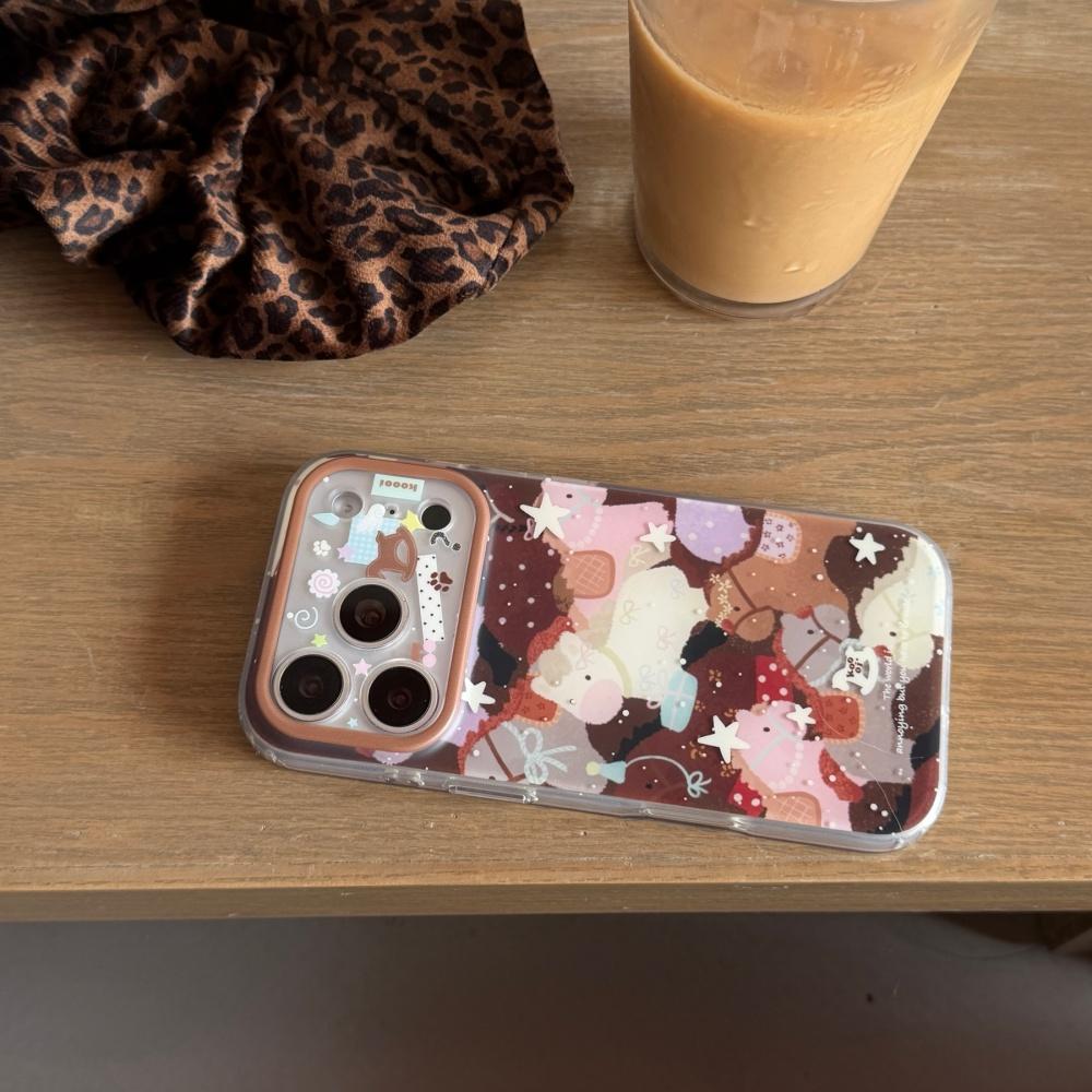 ins splashing ink bow pony applies to Apple 17 mobile phone case iphone16promax new 15 girl heart all-inclusive anti-drop 17pro Internet celebrity