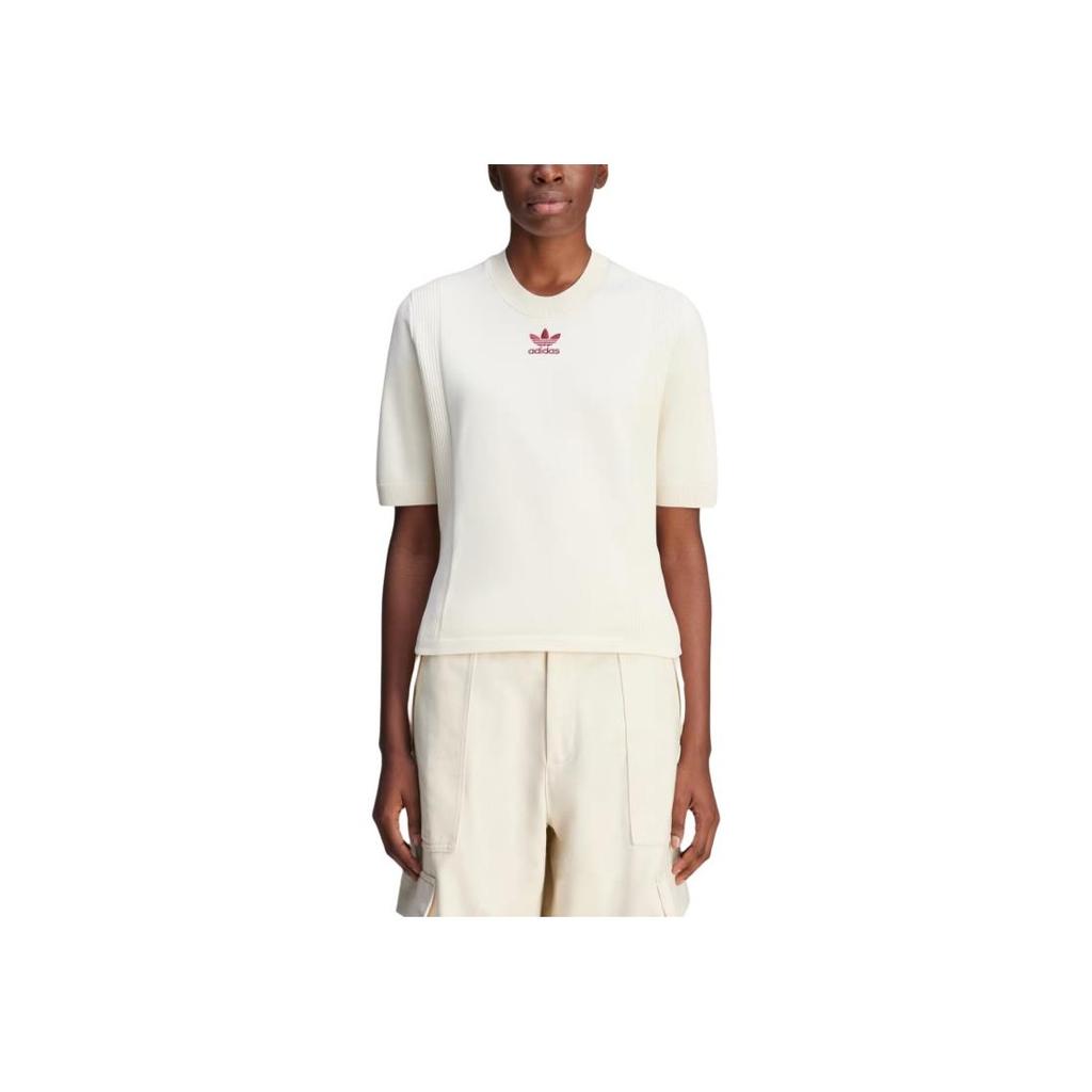 Adidas Оригинальная облегающая футболка Wales Bonner с логотипом, удобная, простая трикотажная футболка с коротким рукавом, женская футболка, белая JL9587