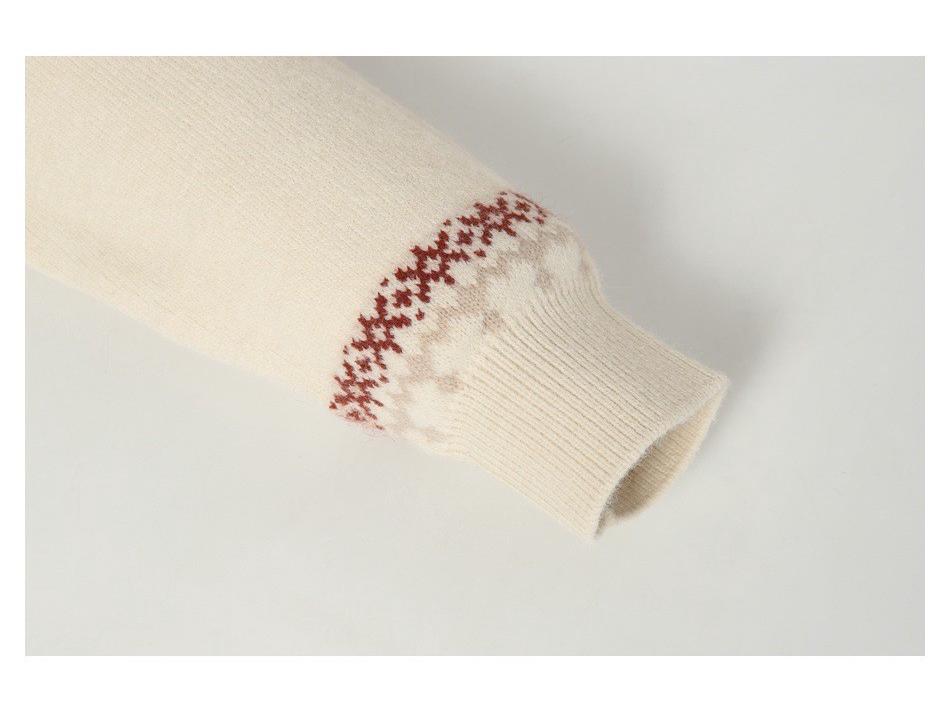 Ретро свитер Fair Isle унисекс - Свободный крой Осень Зима Вязаный